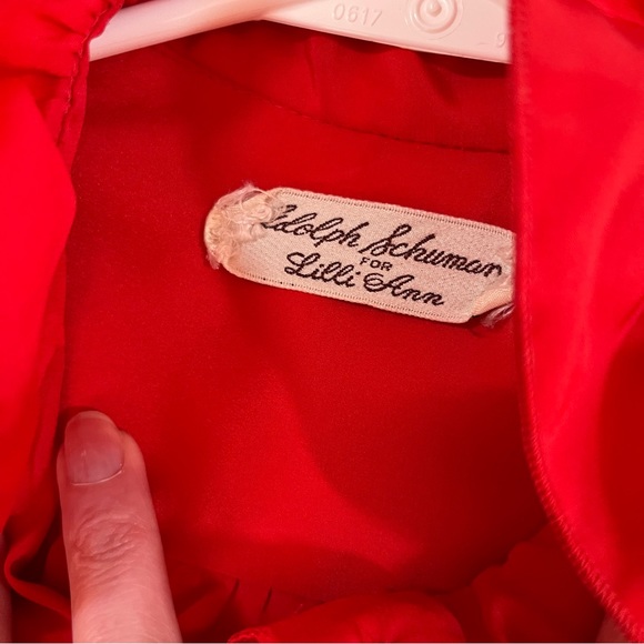 Vintage 70 80 Lilli Ann Retro Victorian Red Ruffle Front Feminine Tuxedo shirt - Picture 13 of 17